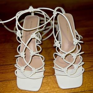 Azalea Wang 
Women’s white high heel strappy sandals